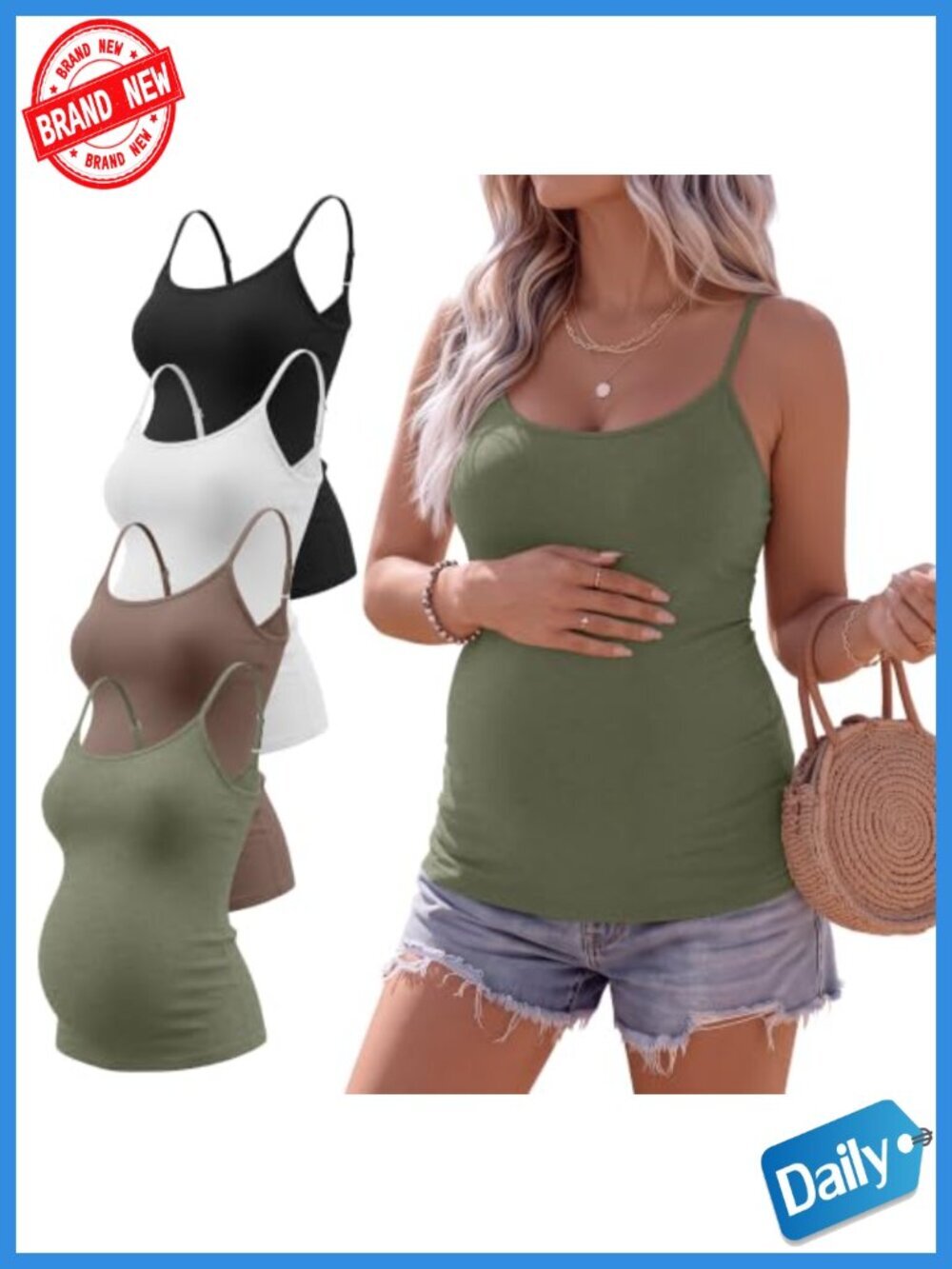 4 Pack Maternity Nursing Tank Tops Sleeveless Pregnancy Shirts Adjustable Straps